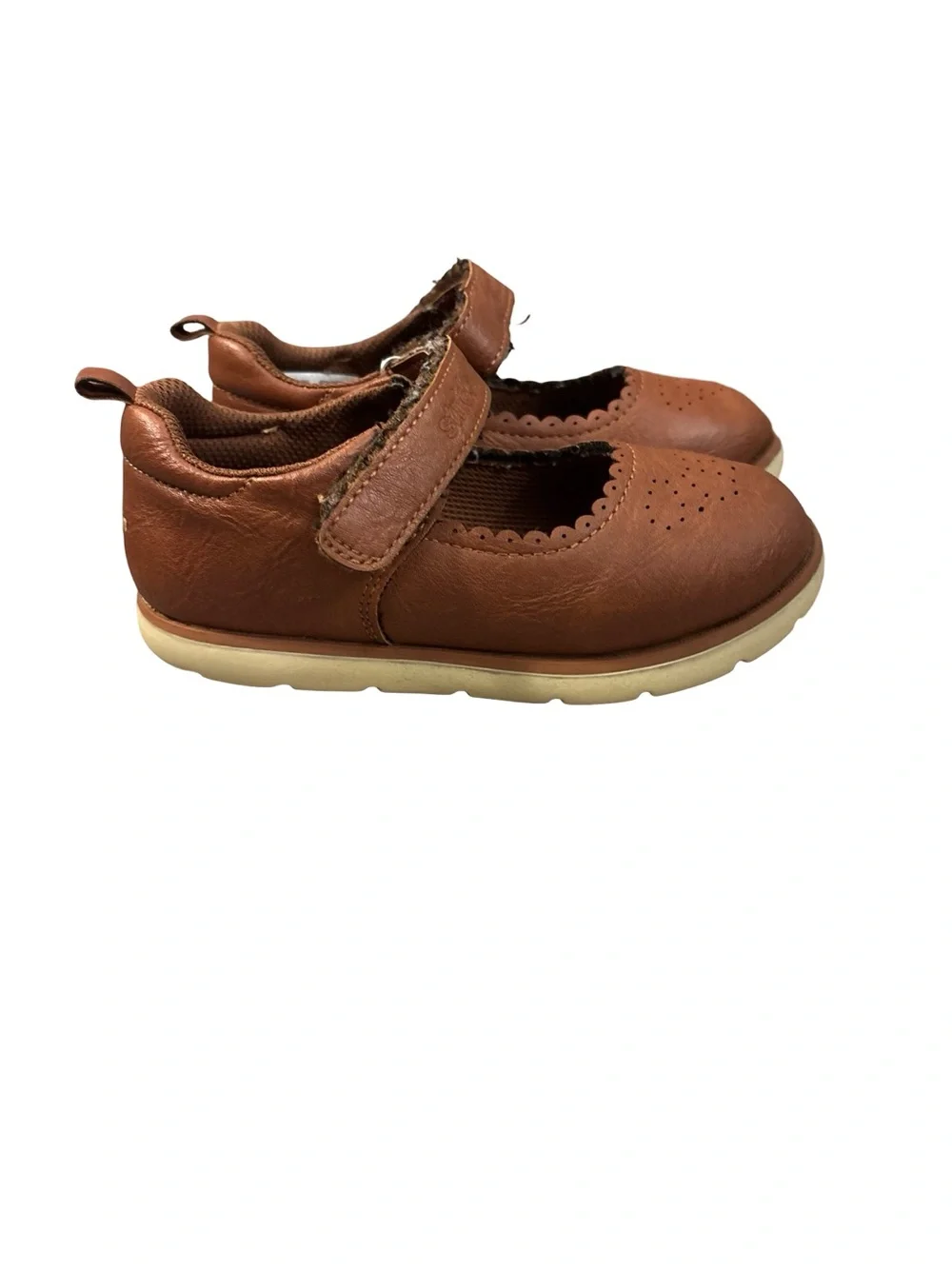 Stride Rite Munchkin Cognac brown Mary Jane Hook-and-Loop Girls Shoes Size 10